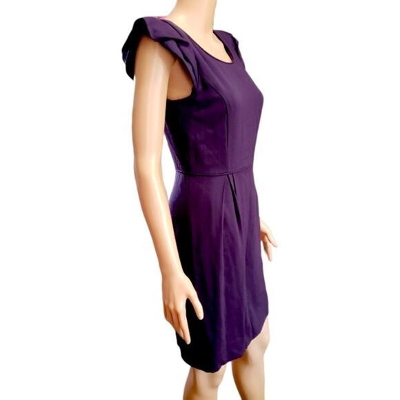 J. CREW 💯% Italian Wool Purple Styled Cap Sleeves Sheath Dress SIZE 4 - Picture 3 of 15